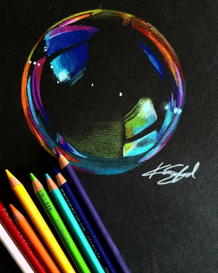 Мыльные пузыри цветными карандашами