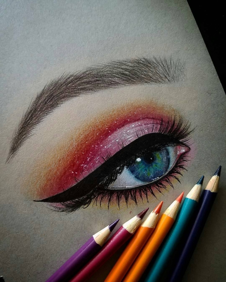 Макияж глаз с цветным карандашом