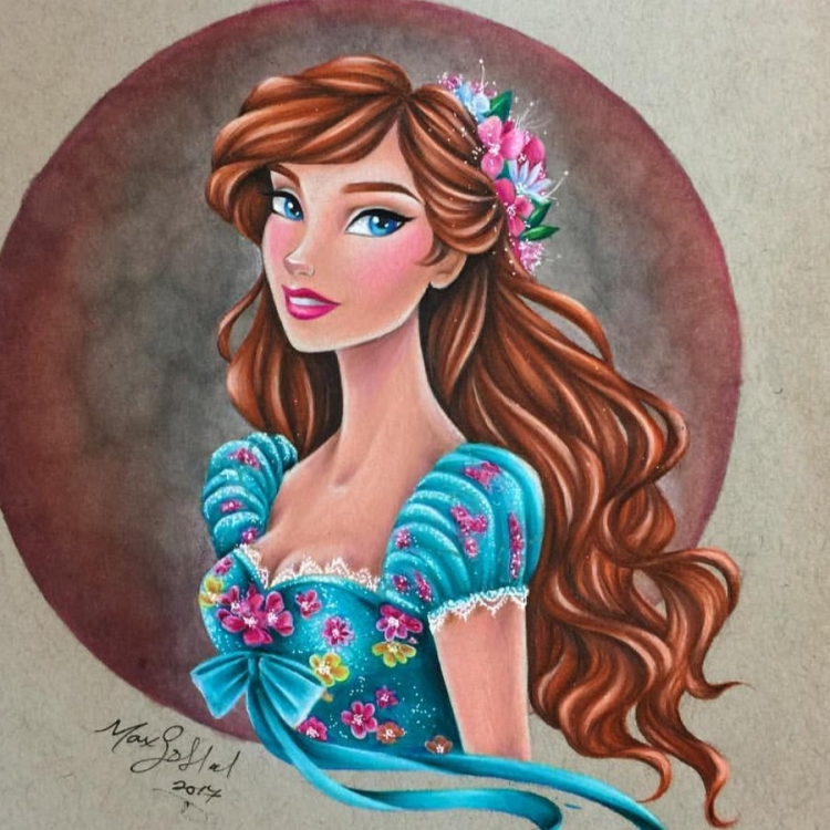 Принцесса рисунок цветной