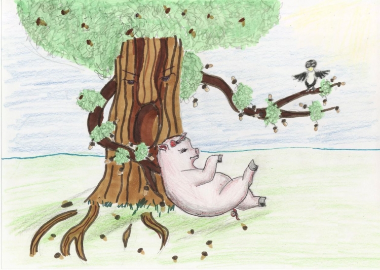 Иллюстрация к басне Крылова свинья