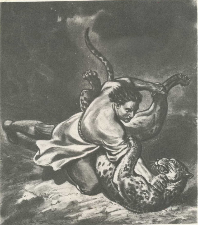 Иллюстрация Мцыри бой с Барсом