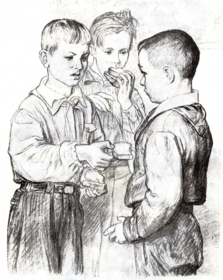 Иллюстрация к рассказу Осеевой три товарища