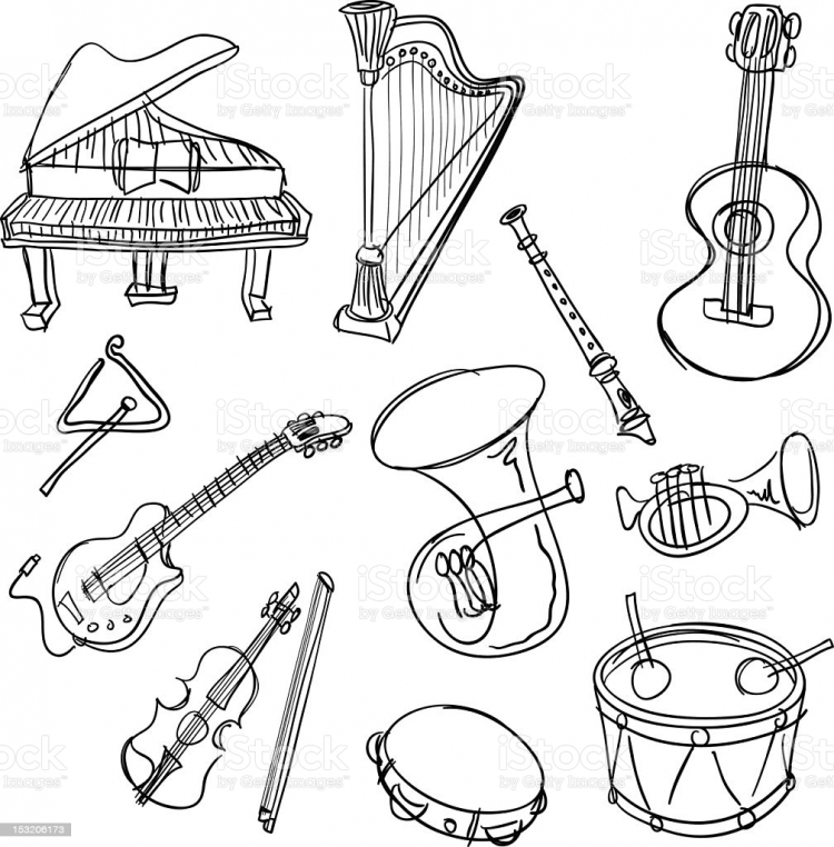 Раскраски Музыкальные инструменты