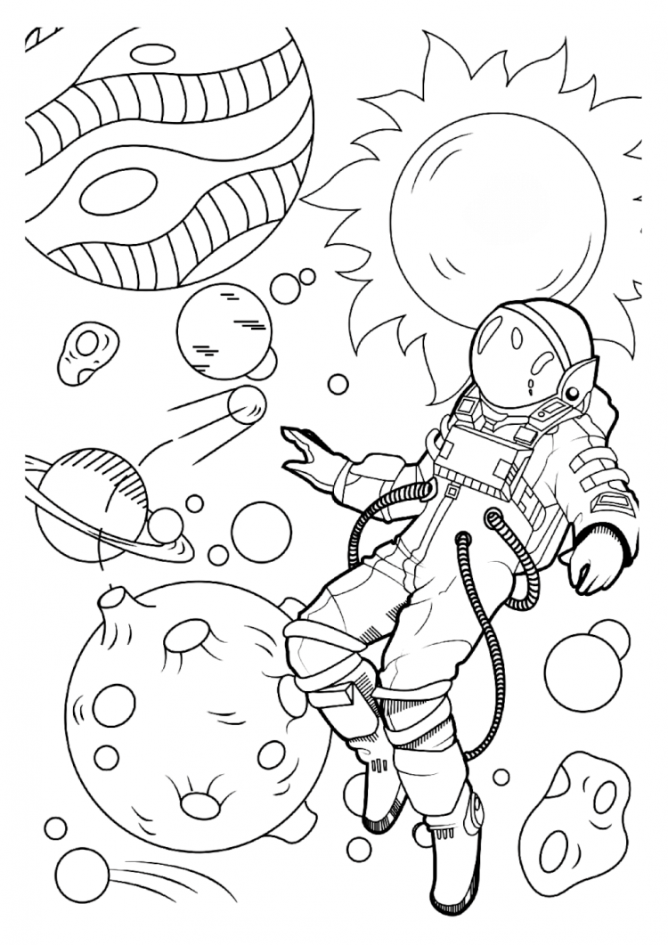 Раскраска космос для детей 4 5. Раскраска. В космосе. Раскраски на тему космос. Раскраска космонавтика. Космонавт раскраска.