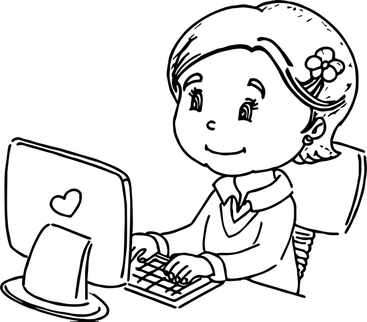 Раскраска Мальчик играет за компьютером | Раскраски для детей печать онлайн