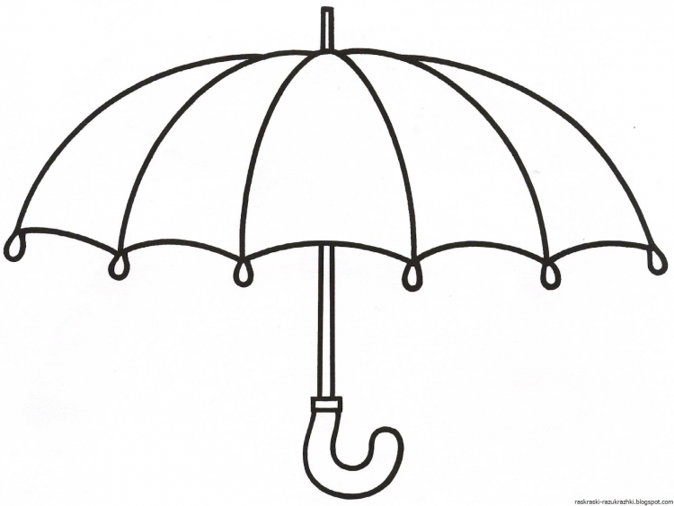 Раскраска зонтик для детей. Девочка с зонтиком под дождем.