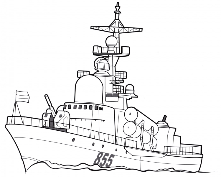 Раскраска военный корабль - Раскраска | AudioBaby