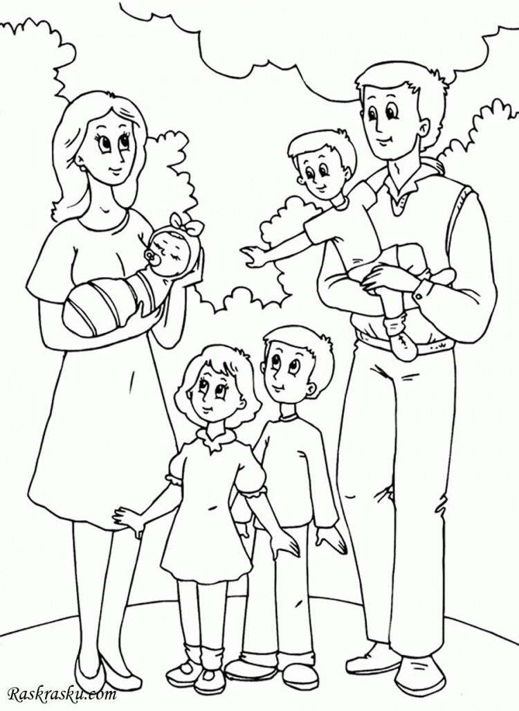 Раскраска для детей папа с ребенком