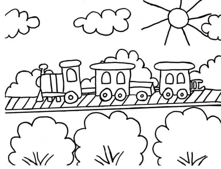 Раскраска поезд с вагонами 51 фото