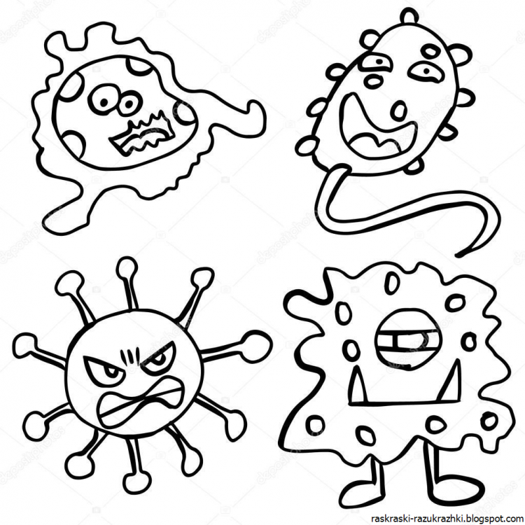 Микробы раскраска для детей