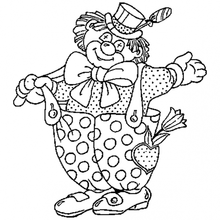 Раскраска Клоун для детей распечатать бесплатно в формате а4