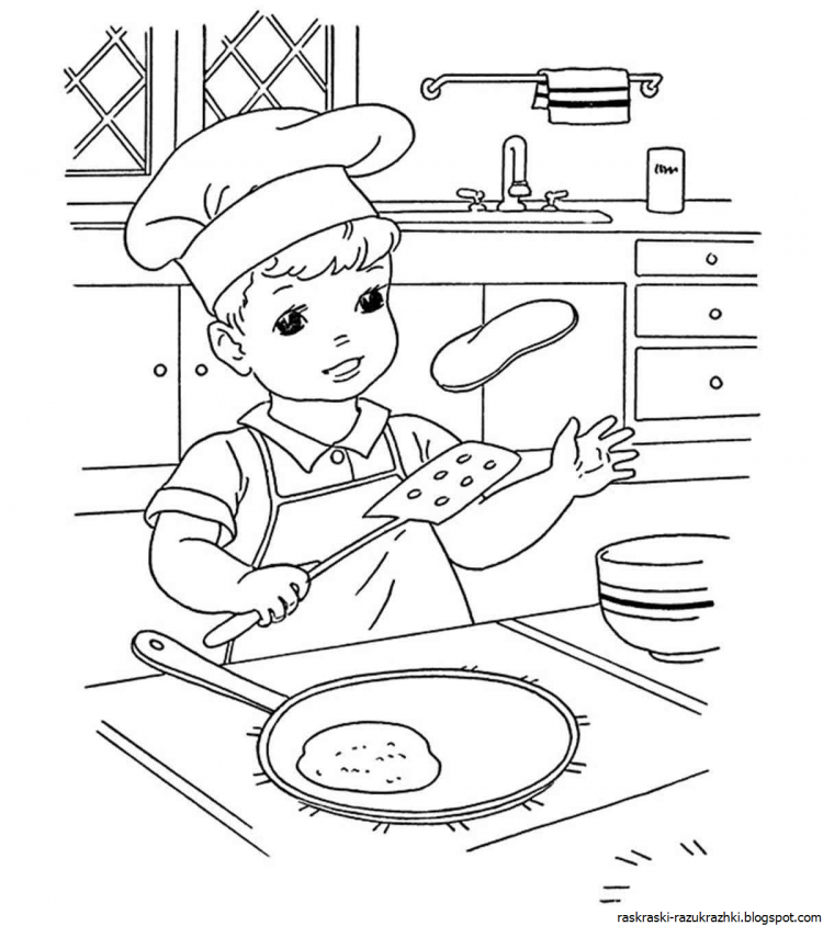 Симпатичная раскраска для детей с шеф-поваром