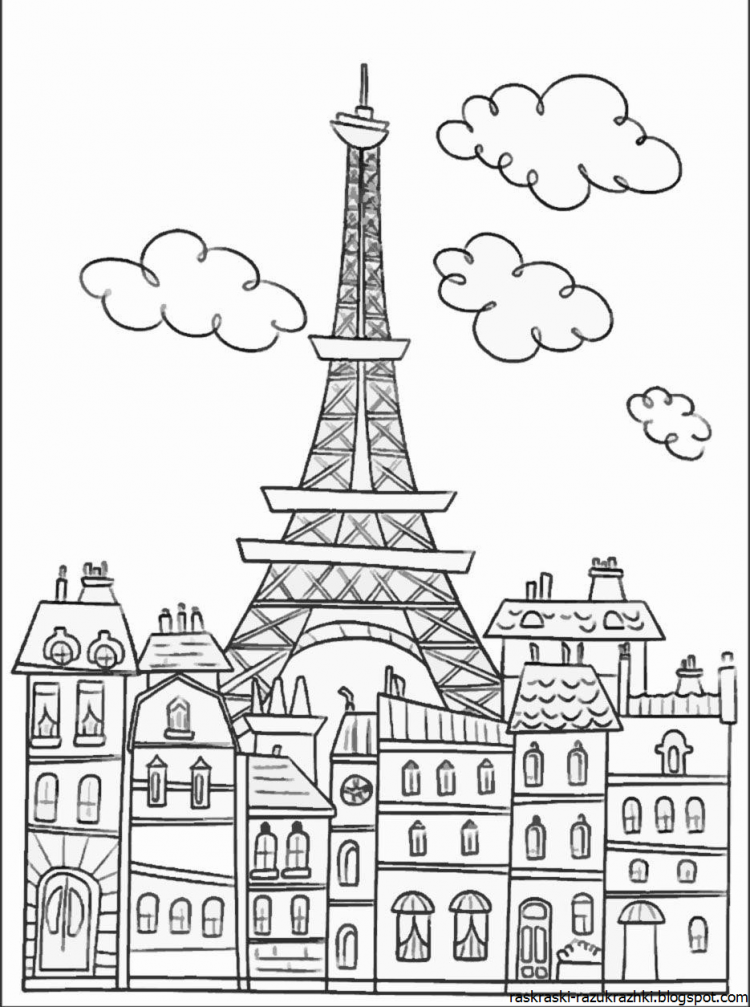 Париж раскраска для детей