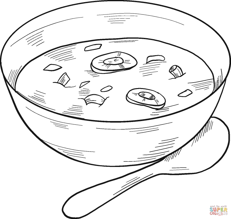 Суп раскраска для детей