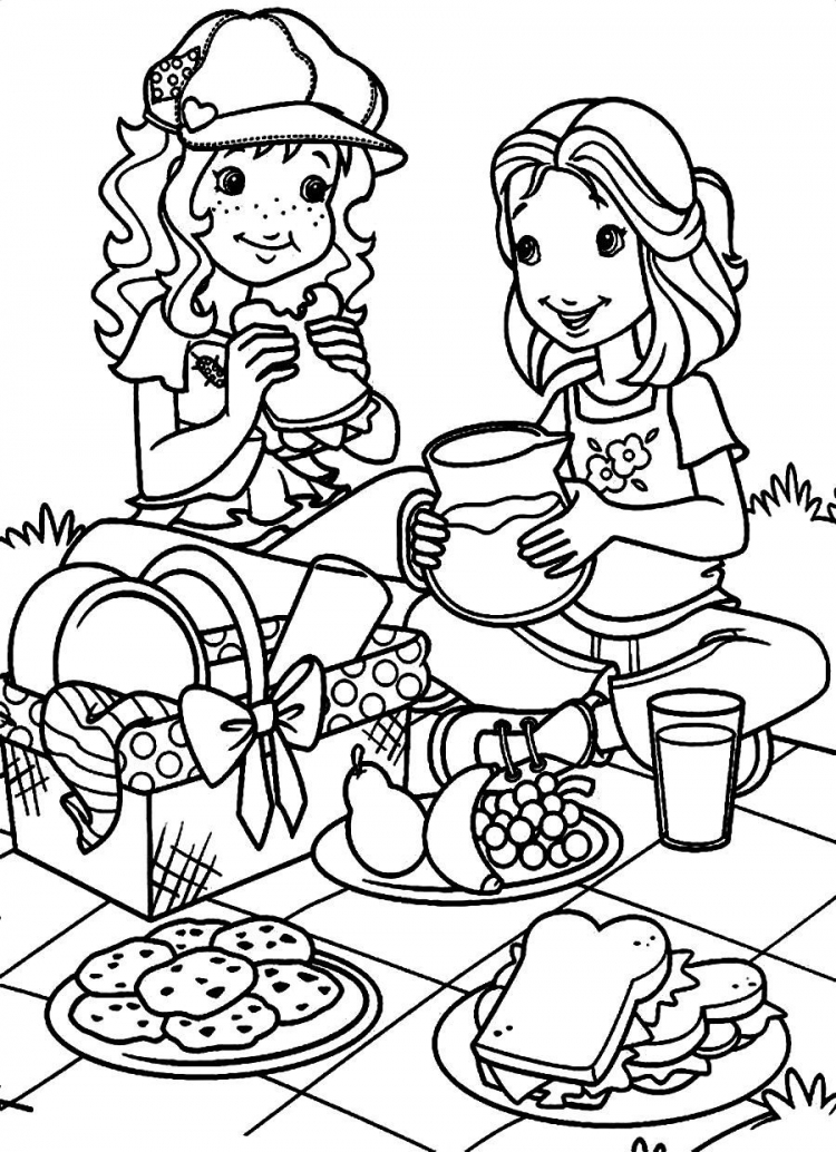 Пикник раскраска для детей
