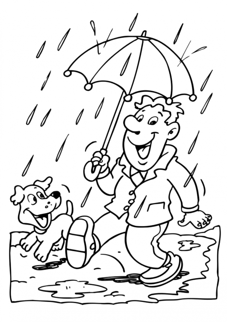 Раскраска осенний дождь для детей