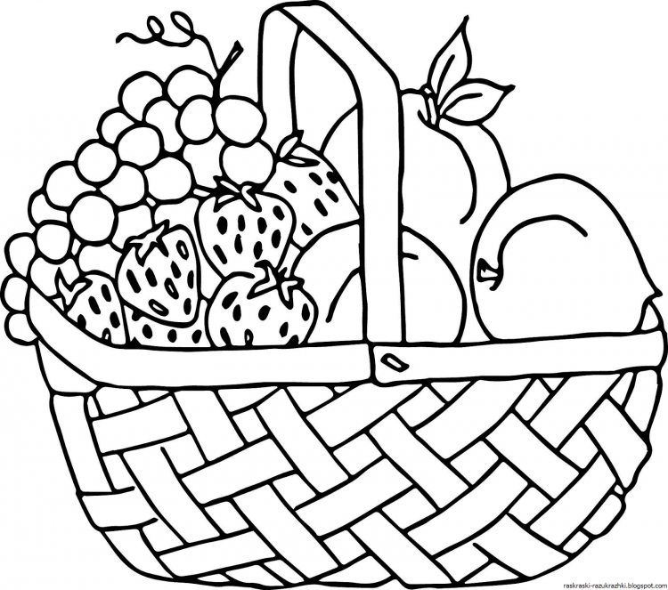 Раскраска корзина с ягодами для детей