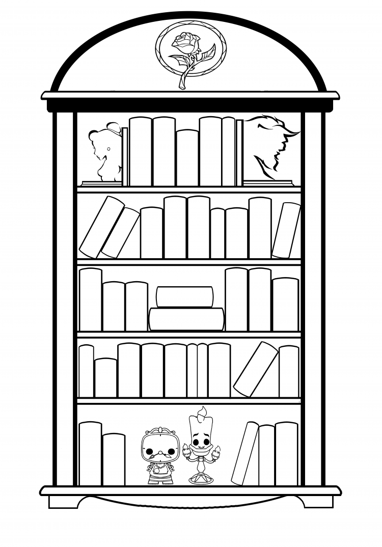 Книжный шкаф раскраска для детей