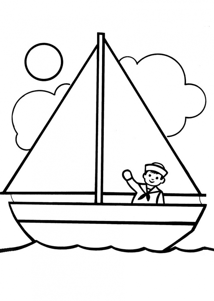 Раскраска лодка с парусом для детей
