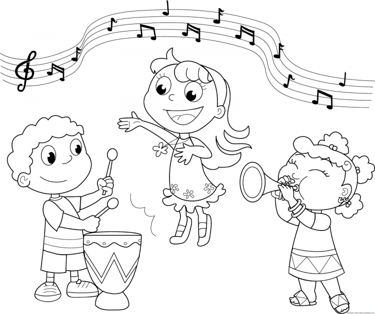 Раскраска дети на музыкальном занятии