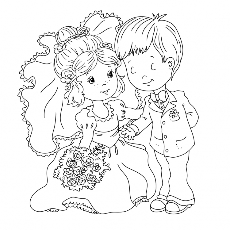 Свадебная раскраска для детей