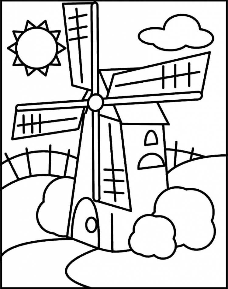 Ветряная мельница раскраска для детей