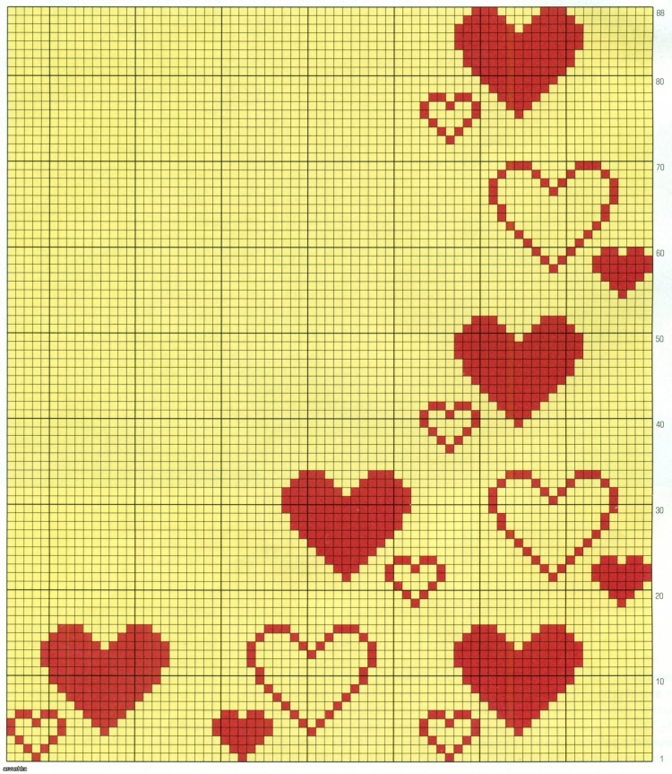 Схема вышивки: Смплер с сердечками