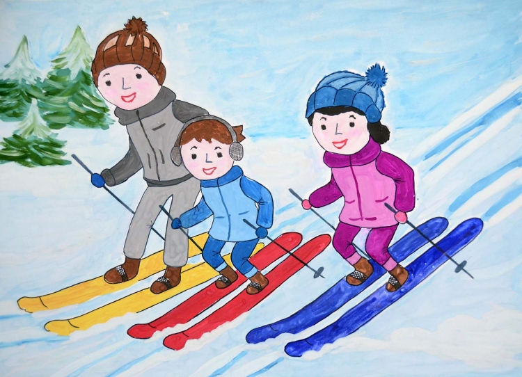 Лыжи рисунок для детей