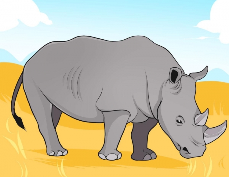 Носорог рисунок для детей