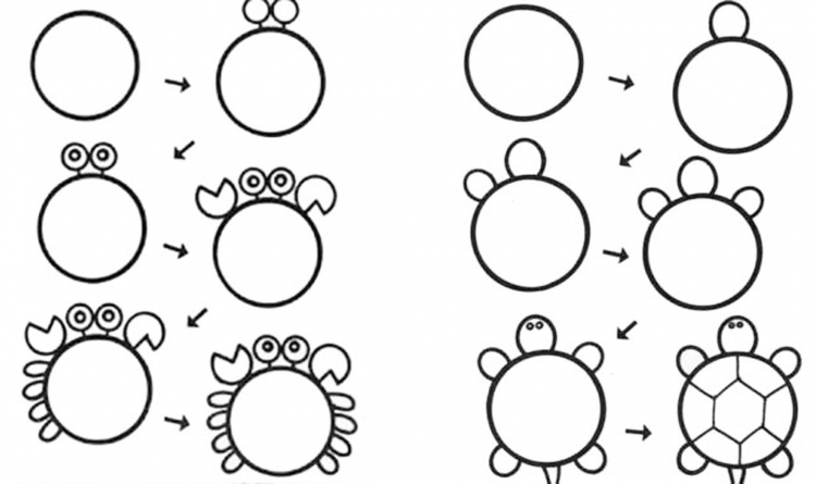 Простые рисунки на основе круга - 10 шаблонов, детское творчество