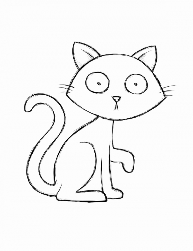 Лёгкие рисунки для срисовки кошки
