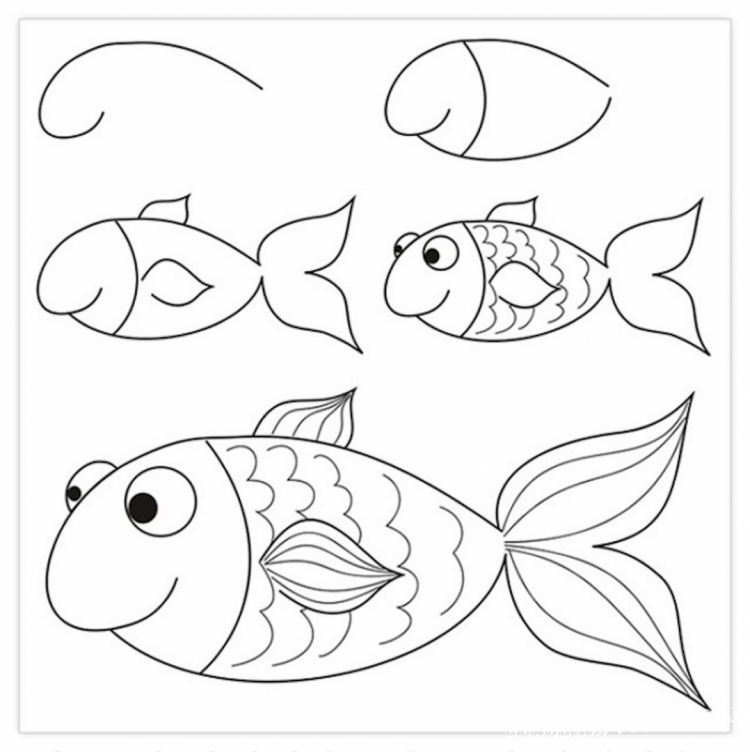Рисунки для срисовки рыбы легкие