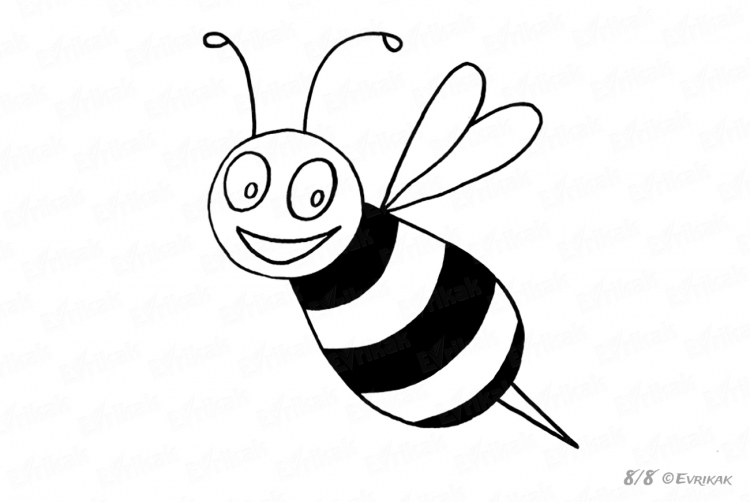 Пчела рисунок для детей карандашом