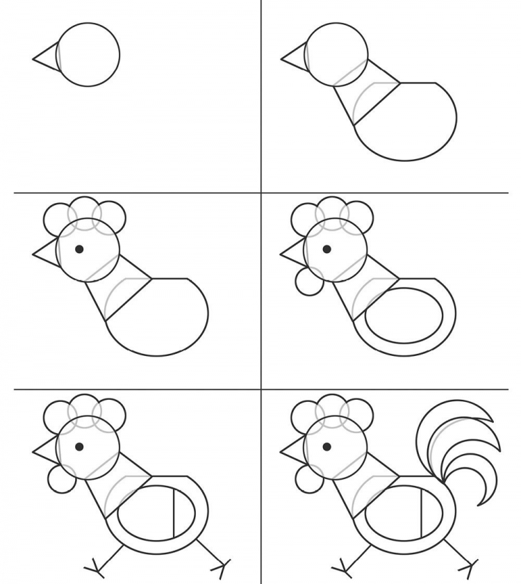 Схема рисования животных для детей