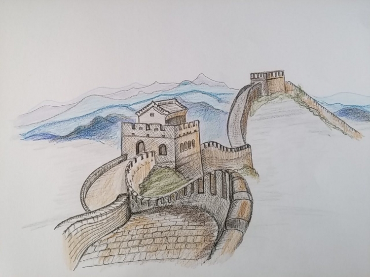 Великая китайская стена рисунок детей
