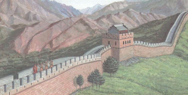Великая китайская стена карандашом