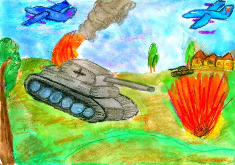 Как нарисовать танк цветными фломастерами