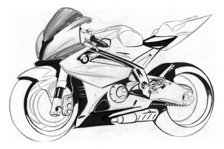 Как нарисовать мотоцикл карандашом поэтапно?