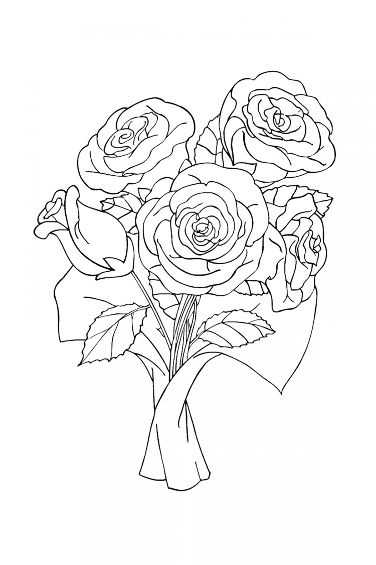 Букет роз простым карандашом