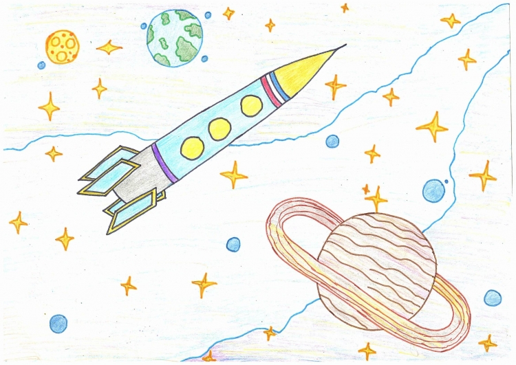Космос для детей карандашом