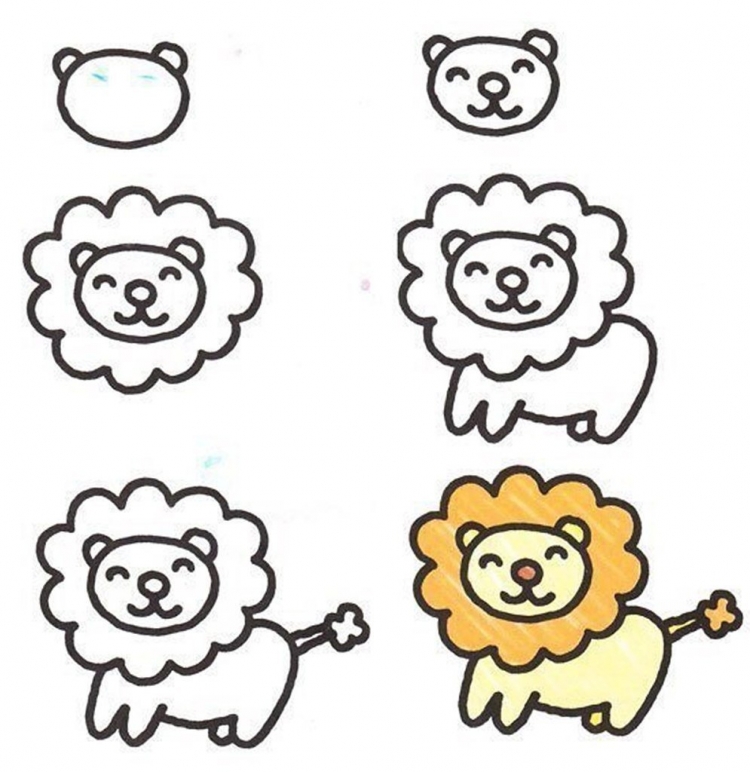 Рисунок Лев для детей пошагово