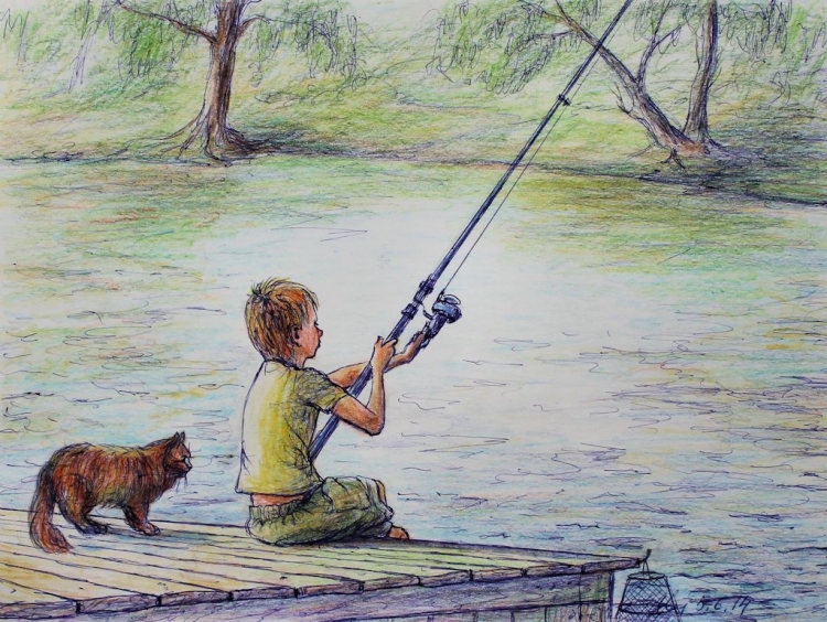 Рисунки на тему рыбалка для детей