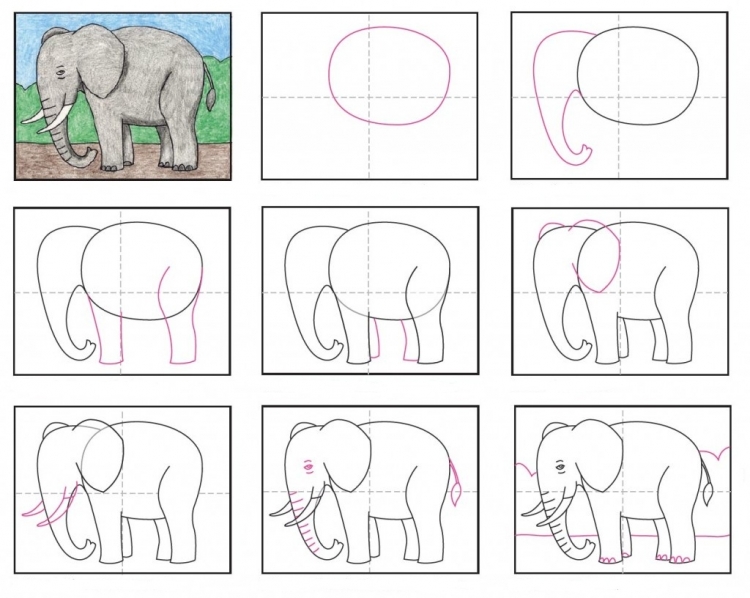 Слон рисунок карандашом для начинающих