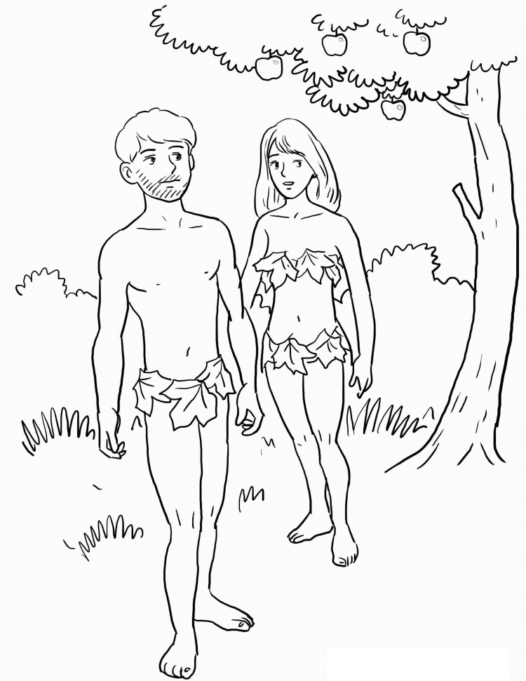Адам и ева рисунок для детей