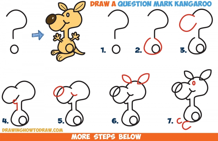 Easy Kangaroo drawing steps