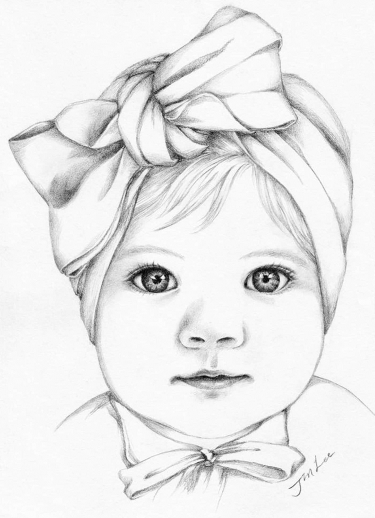 Лицо ребенка рисунок карандашом для детей