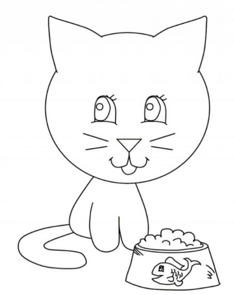 Раскраска кошка карандашом