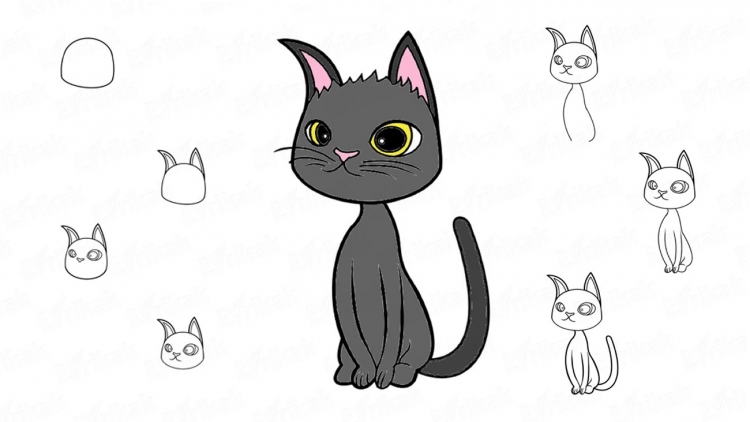 Рисунок кота для срисовки