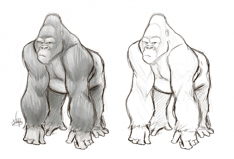 Рисунок гориллы карандашом для детей