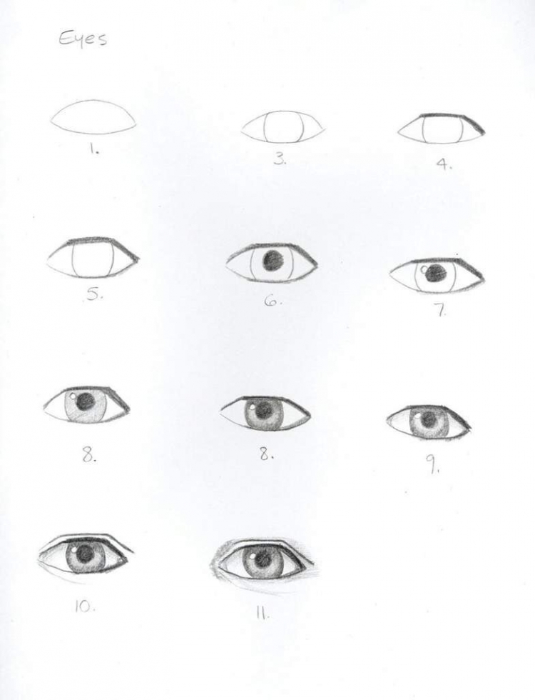 Схема рисования глаз для начинающих
